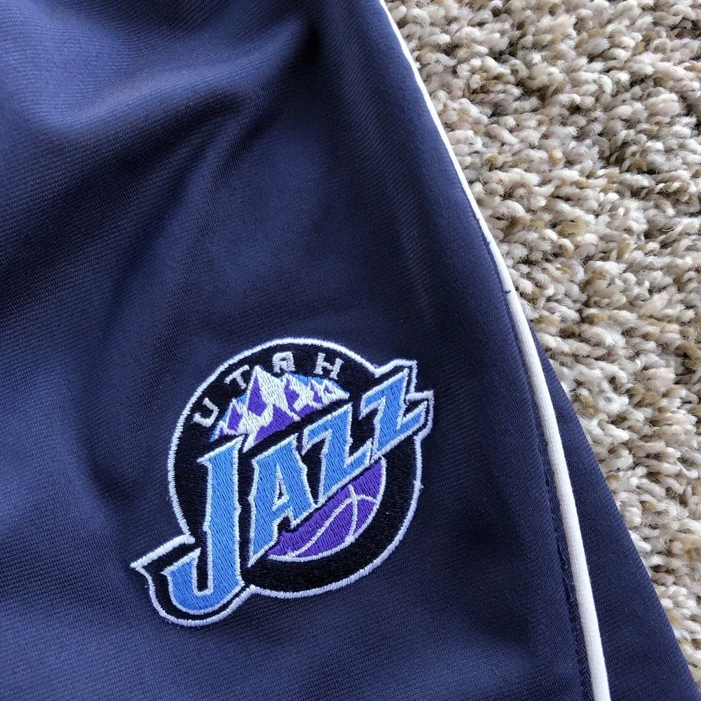 Vintage Reebok Utah Jazz Pants Mens Size L Blue NBA Tear Away Warm Up Sweatpants
